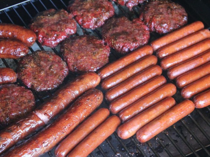 Smoked Hot Dogs and Burgers